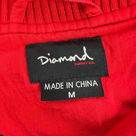 Vintage Diamond Varsity Jacket Red Black 1998 Embroidered Snap Button Size M - Picture 3 of 5